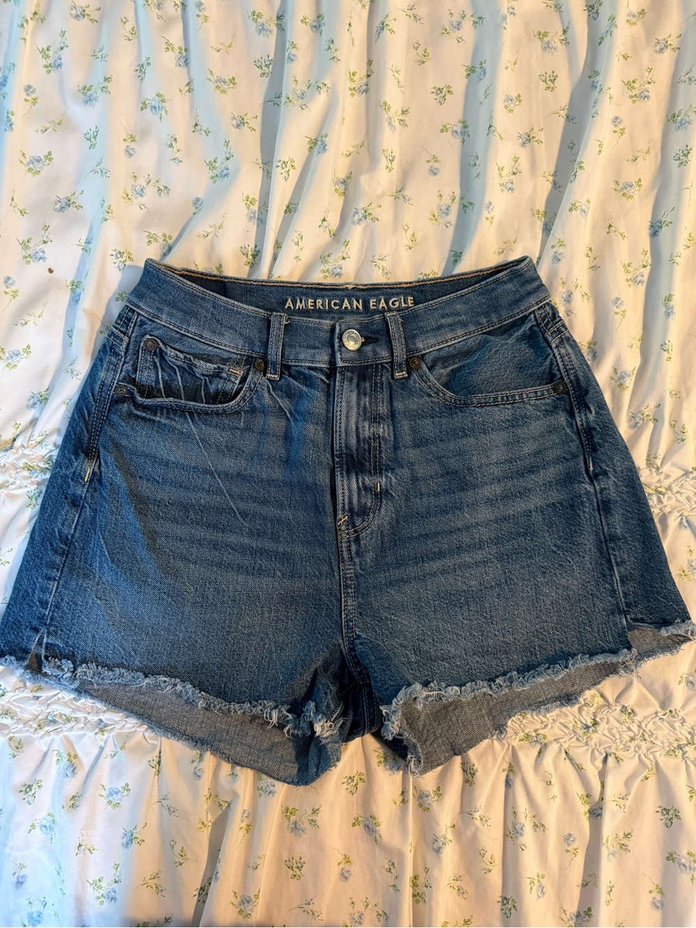 American Eagle Highest Rise 90s Boyfriend Dark Blue Denim Shorts